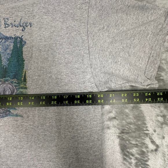 Vintage Y2K Grey Fort Bridger Wyoming Animal Wolf Print Graphic T-shirt Size L - Picture 6 of 7
